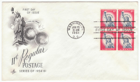 Scott #1044a Statue Of Liberty Regular Postage Series Block of 4 First Day Cover