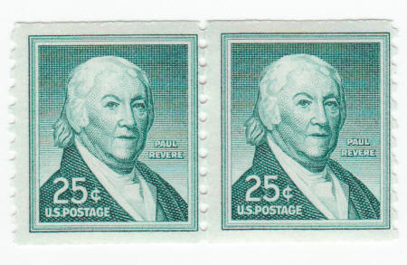 Scott #1059a 25 Paul Revere Coil Pair