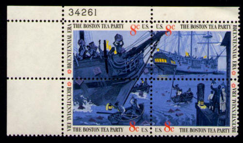 Scott #1480 1483 Boston Tea Party Plate Block