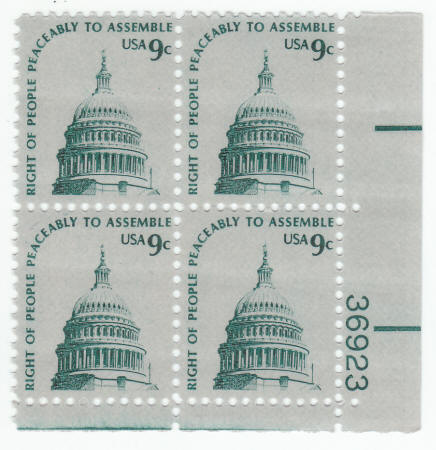Scott 1591 Right of the People Peaceably to Assemble Plate Block