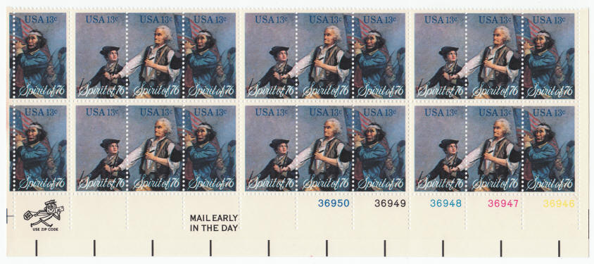 Scott #1629 1631 The Spirit Of 76 Plate Block