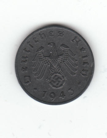 1943-F German 1 Reichspfennig Coin Obverse