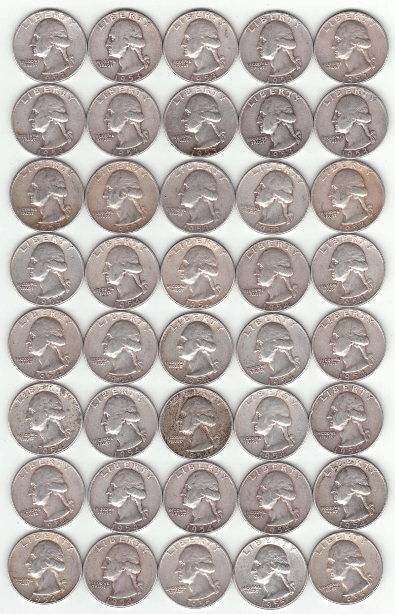 1953 1954 1955 United States Silver Washington Quarters obverse