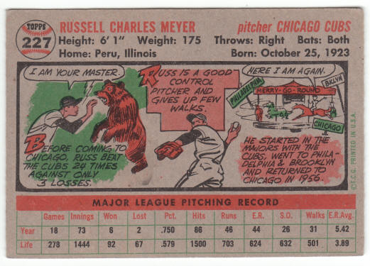 1956 Topps Baseball #227 Russ Meyer