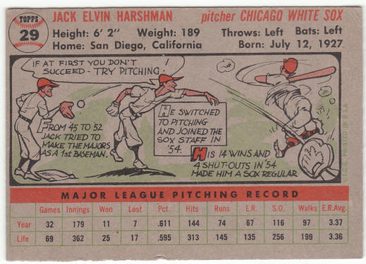 1956 Topps Baseball #29 Jack Harshman