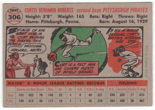 1956 Topps Baseball #306 Curt Roberts