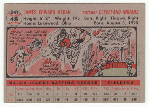 1956 Topps Jim Hegan #48