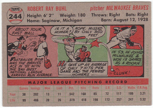 1956 Topps Bob Buhl #244