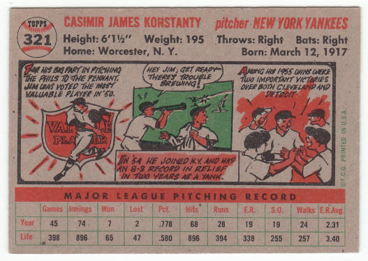 1956 Topps Jim Konstanty 321