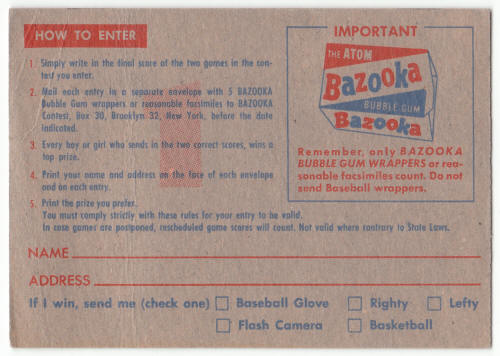 1957 Topps Contest Card May 4 #CC1 back