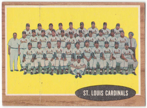 1962 Topps St Louis Cardinals Team Card #61