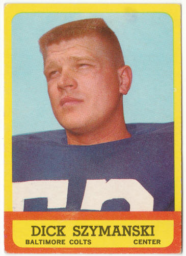 1963 Topps Football #7 Dick Szymanski Rookie Card front