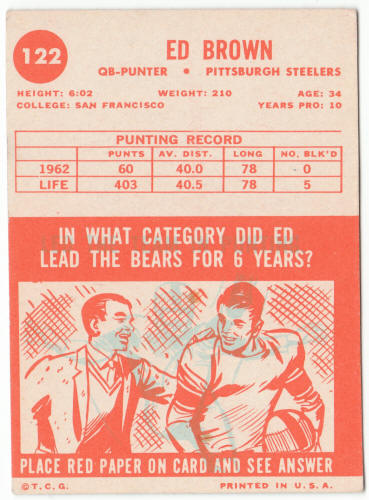 1963 Topps Football #122 Ed Brown