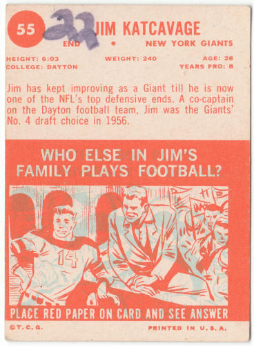 1963 Topps Football #55 Jim Katcavage