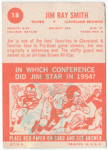 1963 Topps Football #18 Jim Ray Smith