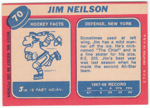 1968-69 Topps Hockey #70 Jim Neilson