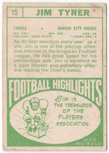 1968 Topps Football #15 Jim Tyrer