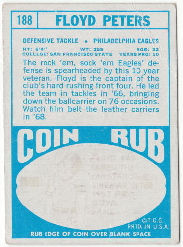 1968 Topps Football #188 Floyd Peters