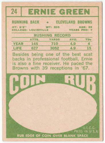 1968 Topps Football #24 Ernie Green