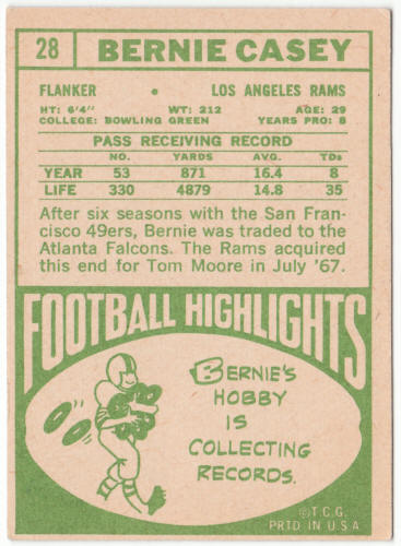 1968 Topps Football #28 Bernie Casey