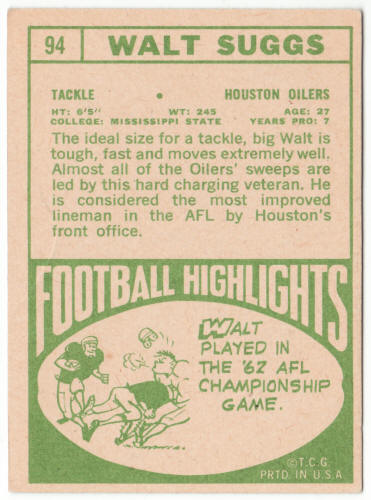 1968 Topps Football #94 Walt Suggs
