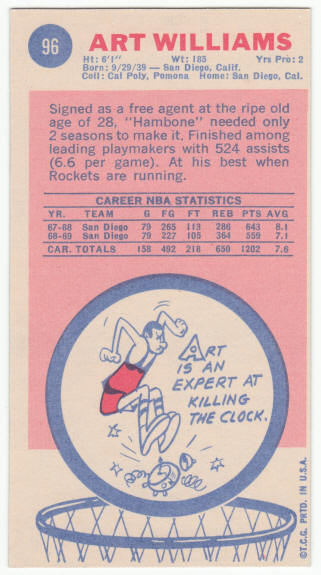 1969-70 Topps #96 Art Williams Rookie Card