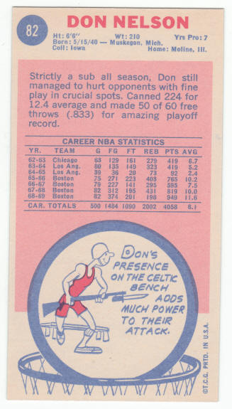 1969-70 Topps #82 Don Nelson Rookie Card