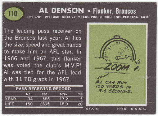 1969 Topps Football #110 Al Denson