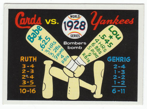 1970 Fleer 1928 World Series Card #25 Babe Ruth Lou Gehrig
