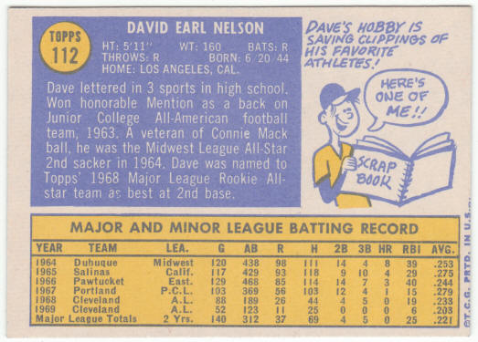 1970 Topps Baseball #112 Dave Nelson