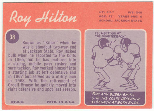 1970 Topps Football #38 Roy Hilton