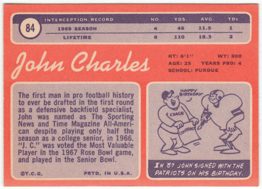 1970 Topps Football #84 John Charles