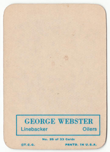 1970 Topps Glossy Insert #26 George Webster Rookie Card back