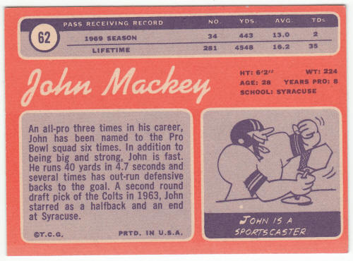 1970 Topps Football #62 John Mackey