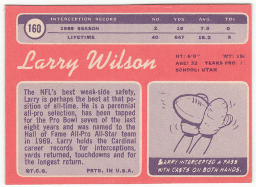 1970 Topps Football #160 Larry Wilson back