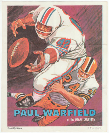 1970 Topps Insert Poster #22 Paul Warfield