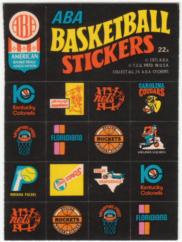 1971-72 Topps Basketball Trios Insert Stickers #22A