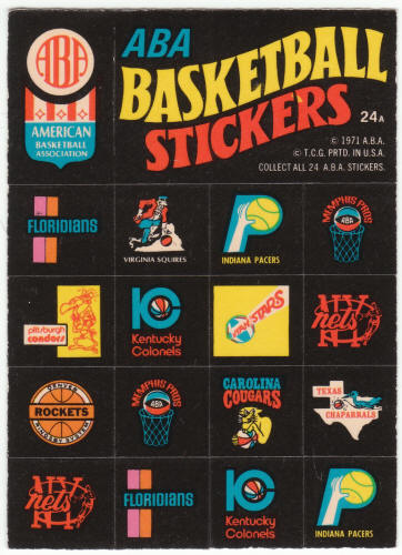 1971-72 Topps Basketball Trios Insert Stickers #24A