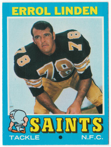 1971 Topps Football #117 Errol Linden Rookie Card