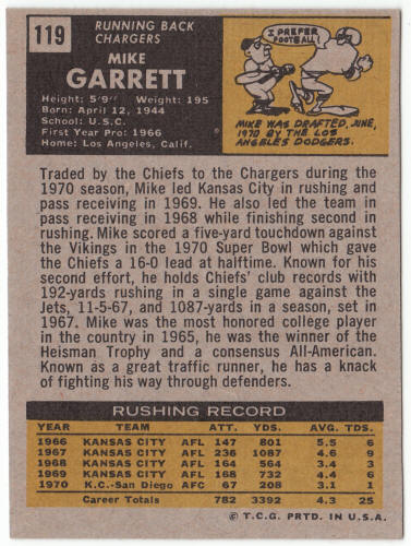 1971 Topps Football #119 Mike Garrett