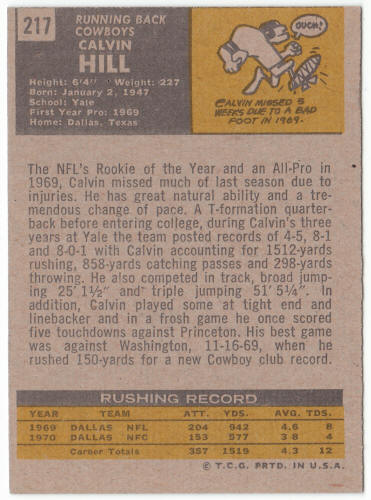 1971 Topps Football #217 Calvin Hill