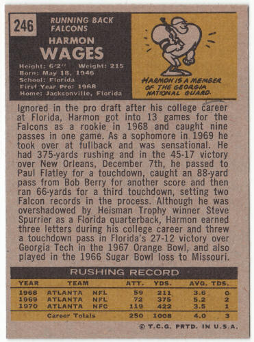 1971 Topps Football #246 Harmon Wages