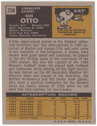 1971 Topps Football #258 Gus Otto