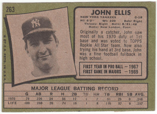 1971 Topps Baseball #263 John Ellis
