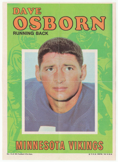 1971 Topps Insert Poster Dave Osborn front