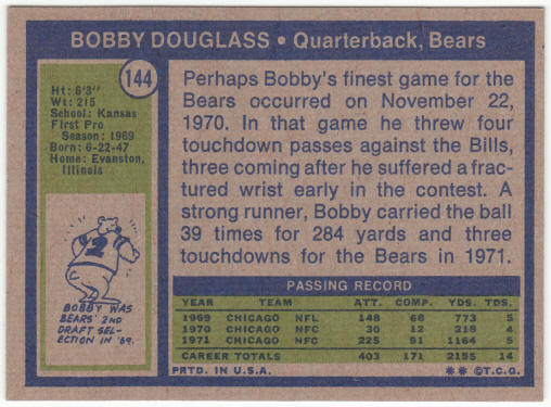 1972 Topps Football #144 Bobby Douglass