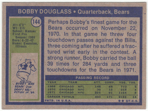 1972 Topps Football #144 Bobby Douglass