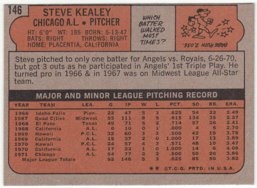 1972 Topps Baseball #146 Steve Kealey