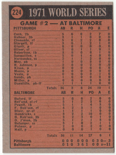1972 Topps Baseball #224 World Series Game 2