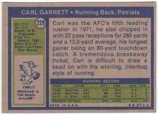 1972 Topps Football #229 Carl Garrett